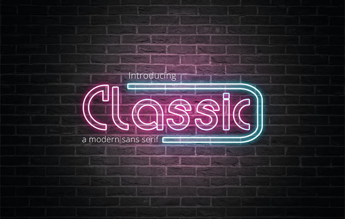 Komplex - Modern sans serif with neon effect